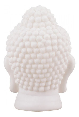 Luminária Cabeça Buda Cor Branca Em Plástico 16cm Cúpula Branco Estrutura Branco 3 Baterias Lr44