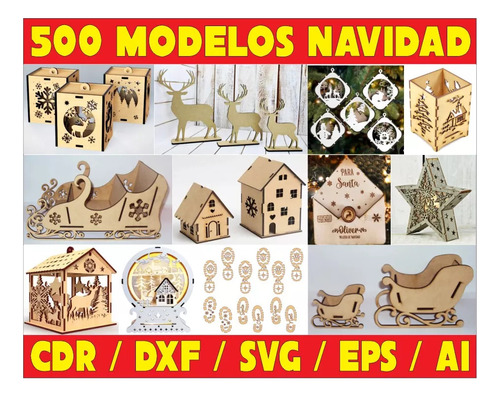 Vectores Corte Laser Mas De 500 Diseños Navidad Variados