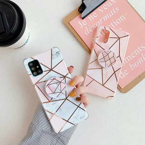 Funda Galaxy Marmol +pop Geometria Dama Mujer Protector Case