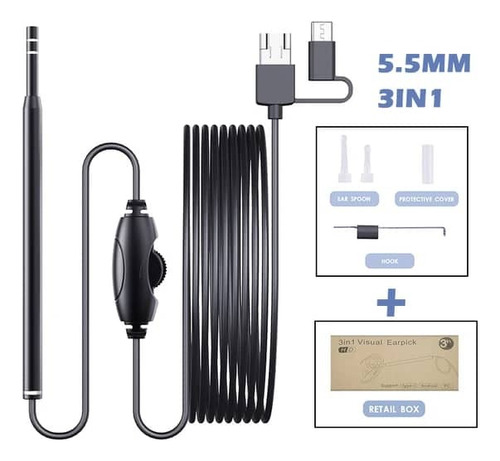 Cámara Otoscopio Endoscopia Para Oidos 3 En 1
