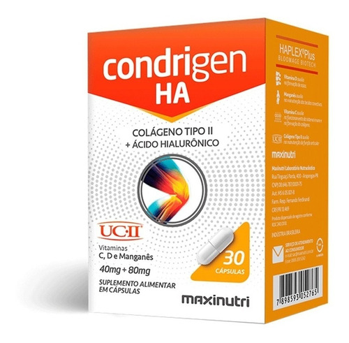 Condrigen H.a(colág. Tipoii-ucii + Ác. Hialurônico)-30 Cáps