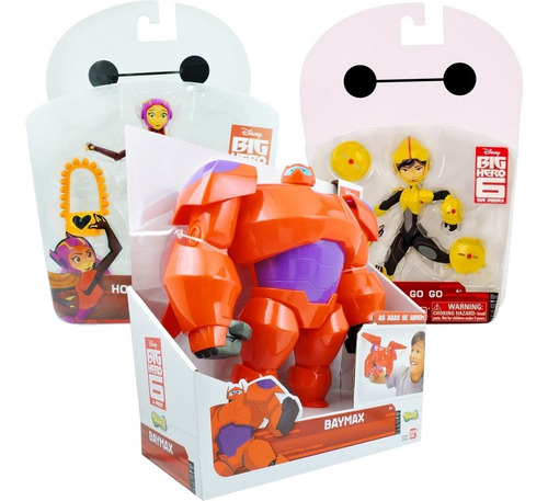 Bonecos Baymax + Honey Lemon + Go Go Tomago Big Hero Disney