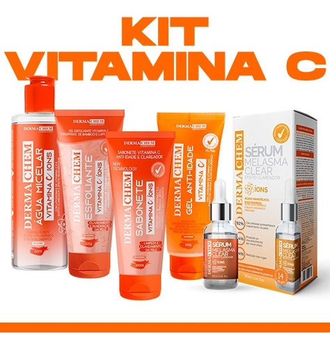 Kit Skincare Vitamina C Clareador E Anti-idade - Dermachem