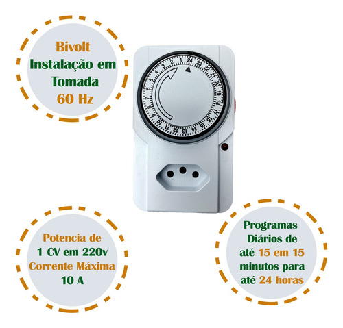 Timer Temporizador Analógico Liga Desliga Para Bomba Piscina