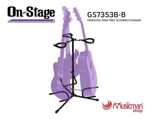 Soporte Para 3 Guitarras On-stage Gs7353b-b Triple Flip-it