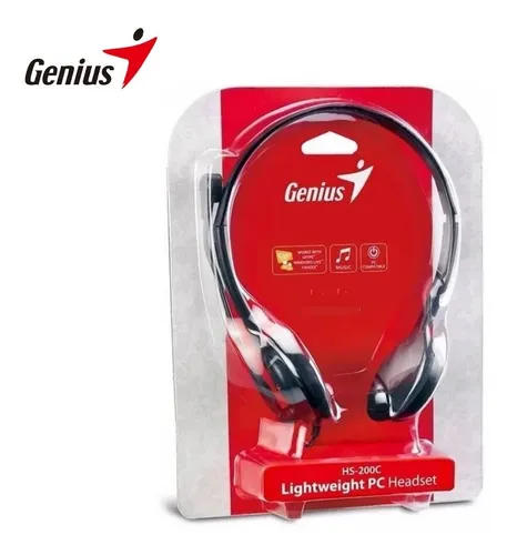 Audífonos Con Microfono Genius Hs-200c Para Pc Negro