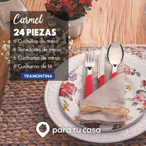 Imagen 3 de 10 de Cubiertos Tramontina Juego 24 Pzas Cocina Carmel Set Ct