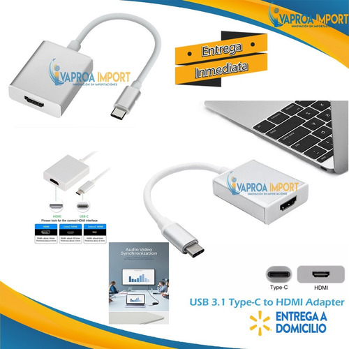 Adaptador Usb Tipo C A Hdmi Mac Macbook Lenovo Dell 4k V