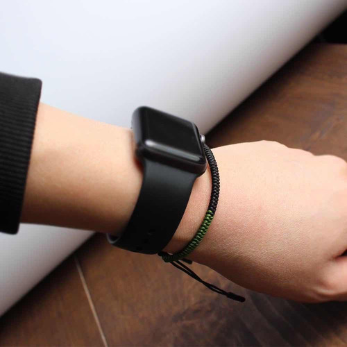 Pulsera Tibetana, Hecha A Mano, Verde-negro, Zen Diámetro 18 Cm Largo 18 Cm