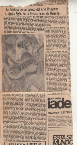 1979 Recorte Sobre Rafael Barradas Por Maria Luisa Torrens 