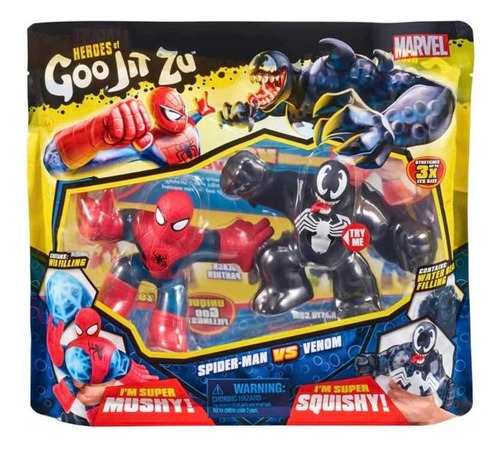 Muñeco Spiderman Y Venom Heroes Of Goo Jit Zu Marvel 2 Pack