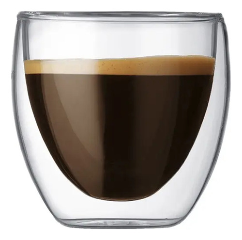 Vaso Para Café 240ml En Vidrio C/ Aislamiento De Doble Pared