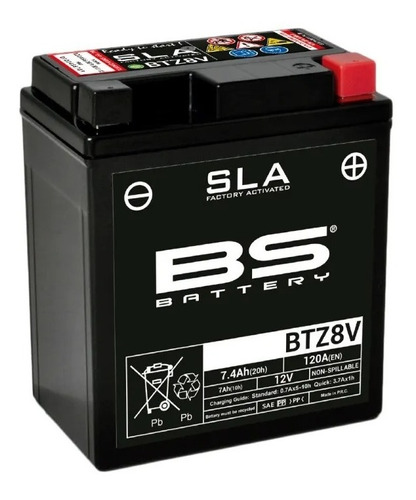 Batería Moto Bs Battery Btz8v Agm Yamaha Mt03 R3 Crf 230 Fas