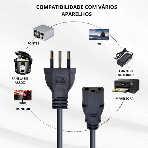 Cabo De Força Para Pc Fonte Tripolar 10a 1,2m Hayom - Cb1145
