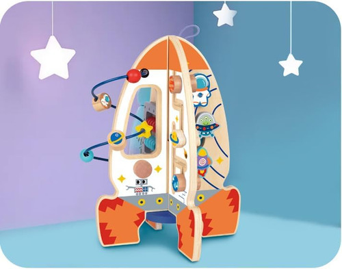 D Dakin Rocket Toddler Wooden Activity Center Activity Cube