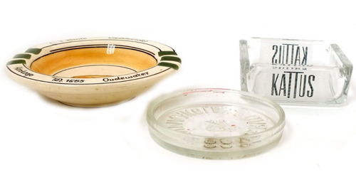 Imagem 2 de 2 de Kit 3 Cinzeiro Vidro Ceramica Decor Redondo Quadrado B6645