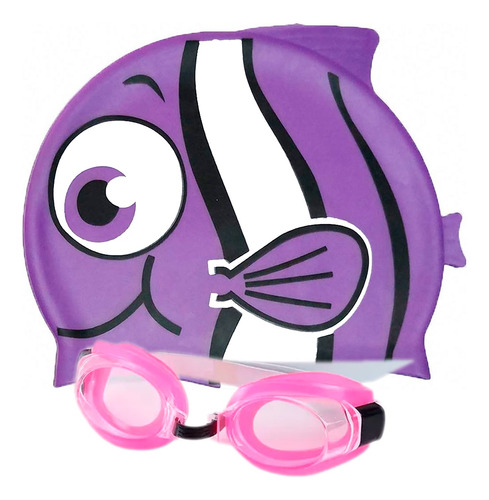 Set Niños Natación Kit Gafas + Gorro Pez Silicona