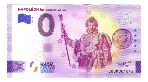 Billete 0 Euros Souvenir Napoleón 1º Emperador, Francia 2022