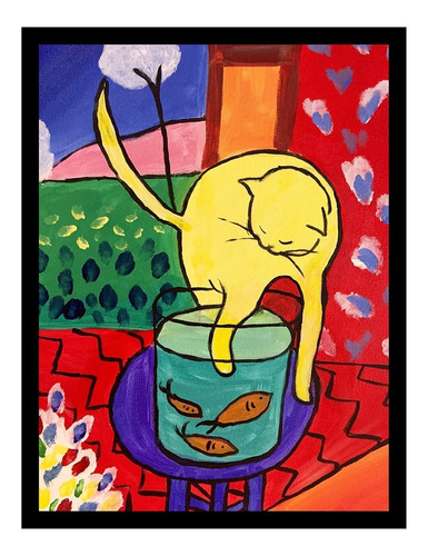 Cuadro Gato De Los Peces Rojos Matisse 33x43 Cm Calidad