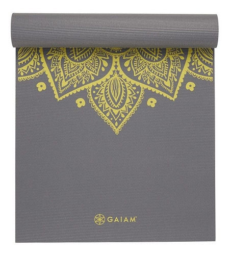 Tapete Yoga Gaiam Premium Mat Pvc Impreso 6mm Color Gris