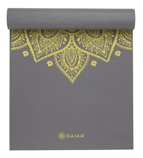 Tapete Yoga Gaiam Premium Mat Pvc Impreso 6mm Color Gris