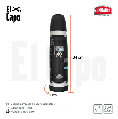 Termo Lumilagro Acero Inoxidable 1 Lt - Ruta 40