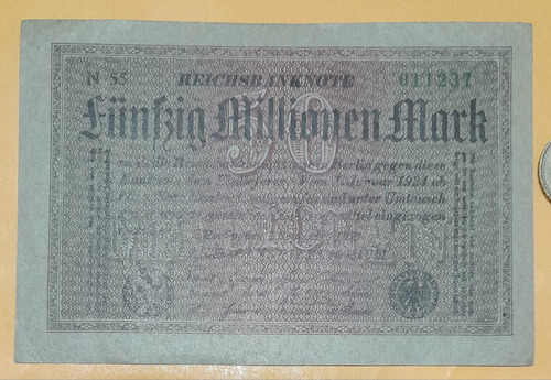 Billete De 50 Millones De Marcos, Alemania, Año 1924