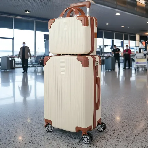 Mala De Viagem Blogueira 23kg Com Frasqueira Blacklions Bege Listras