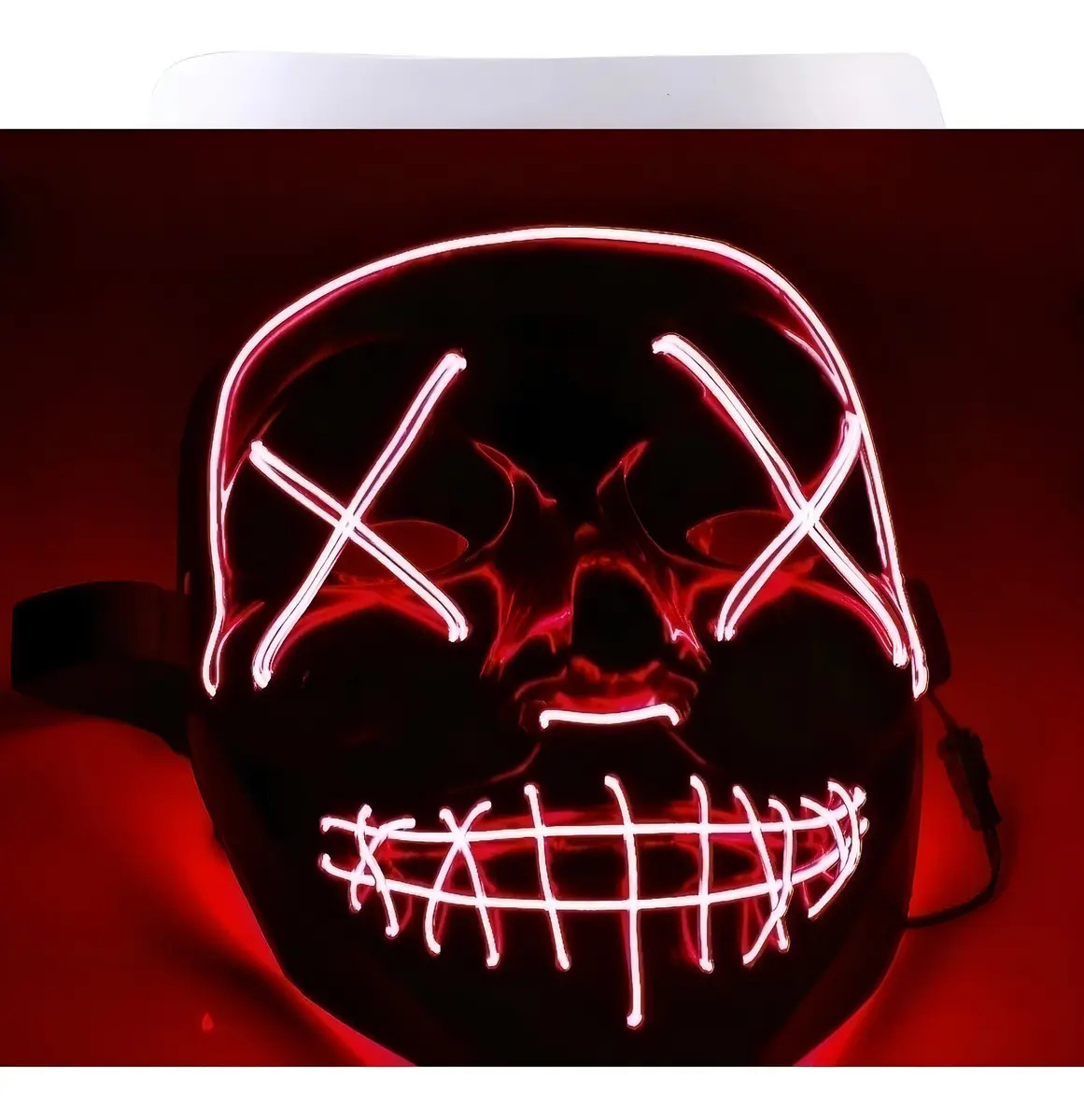 Mascara Led Neon Festa Halloween Festa Fantasia The Purge Cor Vermelho