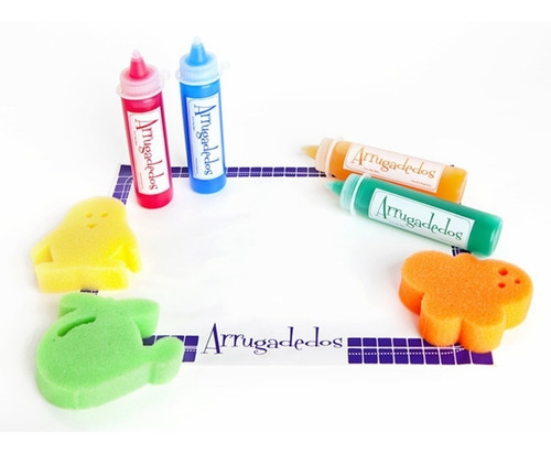 Imagen 2 de 5 de Set Baño Valija C/ 3 Crayones Esponja Y Pizarra Arrugadedos