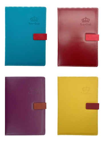 Pack 4 Agendas Tipo Libreta B5 Hebilla Magnética 17.5x25.5cm