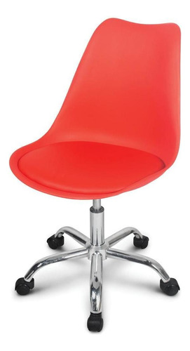 Cadeira De Escritorio Eames Giratoria Estofada Vermelha Moob Cor Vermelho Material do estofamento Couro sintético