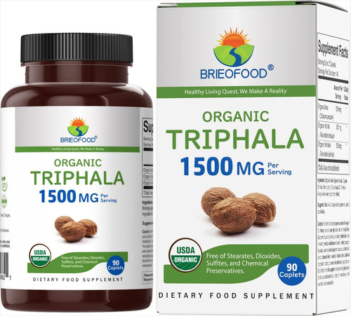 Triphala Orgánica Potente 1500mg Digestión Antioxidantes 90u