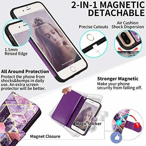 Estuche Para iPhone 8 Plus 7 Magnetica Desmontable 9 Ranura