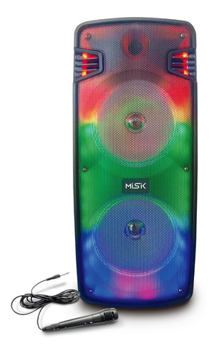 Misik - Bafle Bluetooth 2 X 8  4,500w - Luces Led - Tws Color Negro