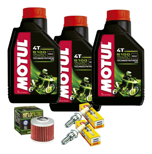 Combo Filtro Óleo, Velas, 3 Lts Motul 5100 15w50 Bmw G650 Gs