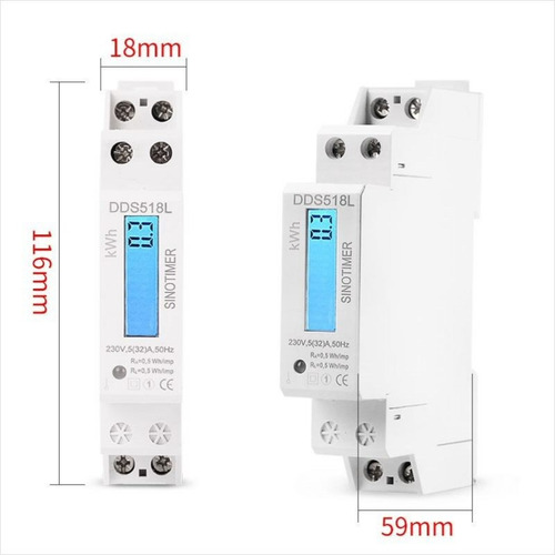 Imagen 4 de 6 de Medidor De Energía Dds518l Kwh 5(32)a Ac 220v 50hz Riel Din