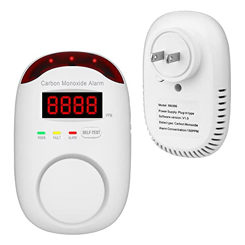 Alarma De Detector De Monóxido De Carbono Tipo Enchufe...