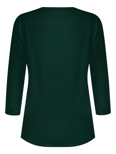 Camiseta O Para Mujer, Manga 3/4, Blusa Con Botones Y Cuello