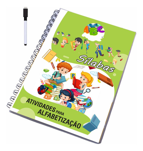 Livro Mágico De Alfabetização Formando Sílabas Reutilizável + Caneta