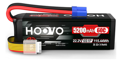 Hoovo 6s Mah 22.2v 60c Lipo Batería Con Ec5 Plug Para Rc H.