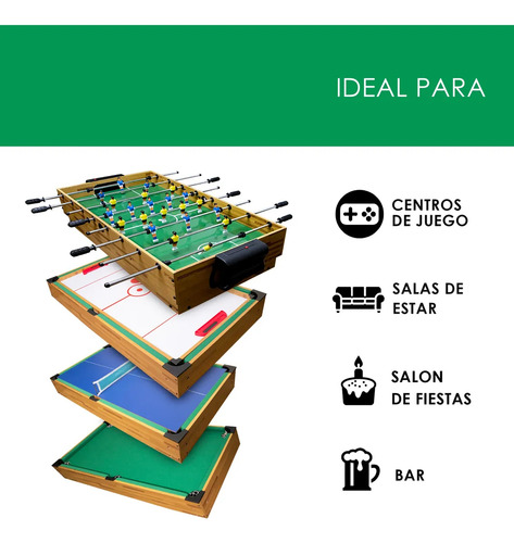 Mesa Multijuegos Combo 10 En 1 Billar Ping Pong Futbolito Mesa De Futbolito Café Arizone PACK0331 Tradicional