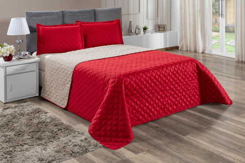 Cobre Leito King Vermelho Matelado Realeza 3 Peças Casa Laura Enxovais Costura De Ótima Qualidade Premium