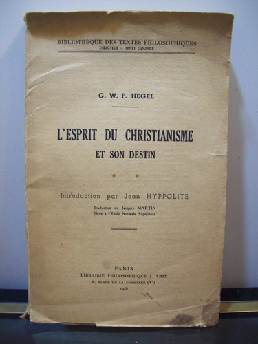 Adp L'esprt Du Christianisme Et Son Destin Hegel / 1948 (Usado)