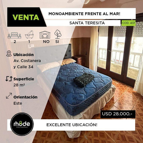 Monoambiente En Santa Teresita - Av. Costanera Y Calle 34 - Venta