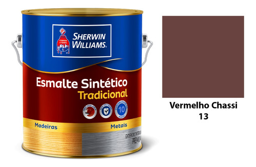 Esmalte Sintético Tradicional 3,6l Alto Brilho Cores Cor Vernelho Chassi