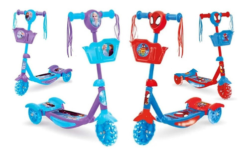 Monopatin Infantil Metal 3 Ruedas Frozen Spiderman Disney