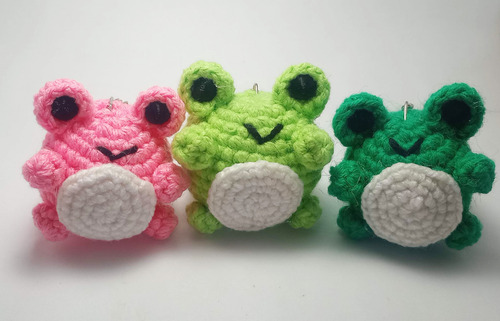 Sapito De La Fortuna A Crochet - Amigurumi 6,5cm Llavero Rosa