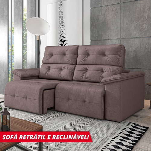Sofá Retrátil Reclinável 3 Lugares Marrocos Machiatto Suede