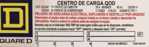 Centro De Carga De 4 Espacios Sobreponer 50 A Square D Qod4